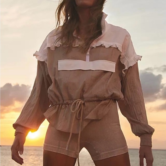 free people movement Jackets & Blazers - X FP Movement Lets Go Out Pullover in White Combo Free People